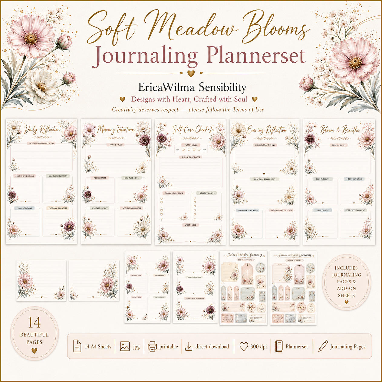 (image for) EW AI Journaling Plannerset Soft Meadow Blooms 2026